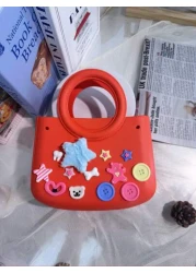 1pc EVA Solid Color Waterproof DIY Tote Bag Beach Basket Fashionable Hollow Out Travel Handbag