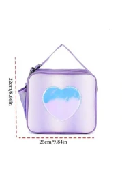 Holographic Lunch Bag Rainbow Thermal Insulated Bag Outdoor Picnic Bento Box Takeaway Bag Simple Shoulder Bag For Girls