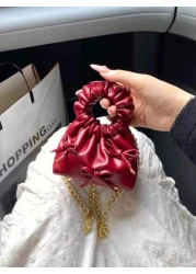 New Fashion Cloud Bag Mini Princess Bow Handbag Totes Crossbody Accessory Pouch Bow Decor Evening Bag