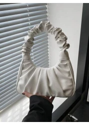 1pc Handbag Pu Magnetic New Style Pure Color Simple Ruffles Sweet Style Niche Design Fashion A Variety Of Colors Available Sufficient Capacity And Comfortable Touch Can Hold Mobile Phones Cosmetics An