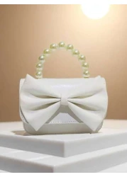 Kids Pearl Handbag Holiday Gift PU Leather Butterfly Decor Fashion Princess Coin Purse Mini Bag For Little Girls