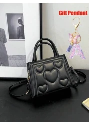1pc Vintage Heart Quilted Handbag Casual Shoulder Crossbody Bag For Daily Use 1pc Purple Gift Pendant
