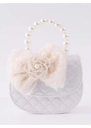 حقيبة كتف موضة مميزة جميلة بفيونكة مع زخرفة شرائط اللؤلؤ الأنيقة والمقابض المزينة بالخرز