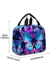 Butterfly Printed Lunch Bag Insulated Tote Bag Portable Tote Bag For Work Travel And Picnics Back To School