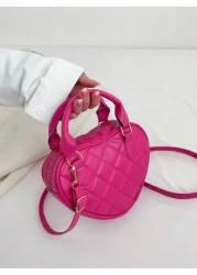 1pc Pu Zipper Closure Fashion Sweet Fresh Heart Shaped Quilted Handbag Versatile Casual Bag Niche Design Adjustable Shoulder Strap Versatile Not Picky Ideal Holiday Gift Suitable For Daily Use To Atte