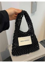 حقيبة يد صغيرة مصنوعة من النايلون مع إغلاق مفتوح، نسيج مجسم مثقب صيفي، حقيبة جيب للهاتف المحمول، مريحة ومناسب