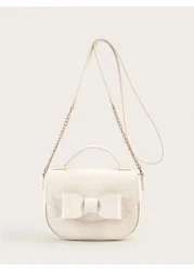 1pc Bow Decor Handbag Shoulder And Crossbody Bag Birthday Gift Suitable For Little Girls