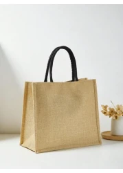 1 Pc Simple Linen Summer Element Print Tote Bag For Big Children Large Capacity Travel Bag Square Bag Gift Bag Shopping Bag Portable Button Closure Handbag For Daily Class And Back To School Shopping