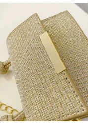 1 Pc New Style Girl s Fashionable Sequin Knotted Handbag Pu Material Magnetic Buckle Light And Fashionable Simple Business Style A Must Have For Daily Shopping And Commuting