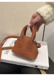 1pc Litchi Pattern Small Shell Children s Candy Color Mini Crossbody Lipstick Bag Crossbody Coin Purse Comfortable Fabric Light And Compact The Internal Space Is Very Open Suitable For Daily Use