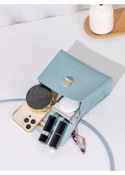 1pc Girls Solid Color Mini Crossbody Bag With Silk Scarf Decoration Ideal For Daily Use And Gifting