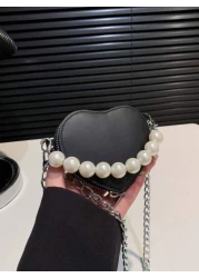 Stylish Cute And Elegant Love Mini Bag Available In Burgundy Pink Black And White Colors Pearl Handbag Shoulder Crossbody Bag Lipstick Coin Purse Perfect For Daily Outings Christmas Spring Festival An