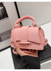 1pc Lychee Pattern Stylish Drawstring Handbag Niche Design Elegant Crossbody Small Square Bag Casual Versatile Large Capacity Internal Space Is Very Spacious Suitable For Daily Use