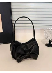 1pc Sweet Pu Bow Handbag Shoulder Bag Underarm Casual Fashion Solid Color Small To Meet Basic Storage Needs A Variety Of Colors Available Exquisite Versatile Can Match Any Style Suitable For Daily Tra