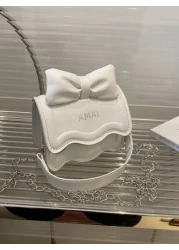 1pc Western Cute Korean Shoulder Bag Bow Chain Messenger Bag Fashionable Small Square Bag With Bow Decoration Fashionable Chain Shoulder Strap Messenger Bag Sweet And Cute Princess Style Handbag Suita