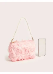 New Pearl Flower Decor Evening Clutch Handbag Shoulder Cross Body Bag For Formal Dresses