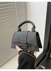 1pc Retro Korean Style Handbag Personalized Fashion Simple Temperament Shoulder Crossbody Small Square Bag Pu Material Magnetic Buckle Closure Adjustable Shoulder Strap Suitable For Teenagers Shopping