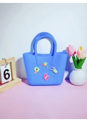 1pc Silicone Hollow Tote Bag For DIY Parent Child Storage Beach Use Suitable For Carrying Phone Messenger Bag Maternity Bag