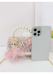 Mini Glitter Decorated Fashion Faux Pearl Satchel For Evening Party