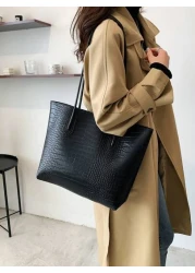 Lightweight Business Casual Crocodile Embossed Shoulder Tote Bag With Coin Purse For Teen Girls Women College Students Rookies White Collar Workers Perfect For Office College Work Business Commute Out
