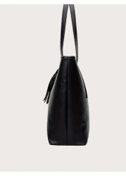 Ladies Solid Pu Leather Shoulder Bag With Tassel Decoration Tote Style School Bag Portable Business Casual For Teen Girls Women College Students Boys And Men College Middle School High School Outdoors