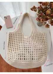 ENBEI Lightweight Casual Women s Minimalist Large Capacity Hollow Out Woven Shopping Bag Crochet Bag Mothers Day Gift For Mom Large Capacity Tote Bag For Travel School Bag