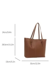 A Retro Fashion Large Capacity Tote Bag Zip Opening Stitching Solid Colour Soft Surface Lightweight Shoulder Bag Suitable For Ladies Daily Life Leisure Commuting Holiday Work Use Retro Inspired Bag Fo