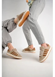 Freemax حذاء رياضي بنعل مخيط للجنسين - حذاء رياضي مضمون باللون البيج والبني