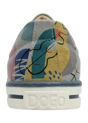 Dogo Women's Vegan Leather Multicolored Sneakers - Abstract Leaves Design