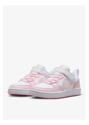 Nike White - Pink Girl's Walking Shoes DV5457-105 COURT BOROUGH LOW PS