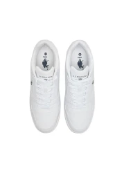 U.S. Polo Assn. Men's Classic White Sneakers - All-White Low-Top Design, Comfortable Casual Shoes for Everyday Wear