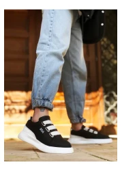 BOA Ba0329 3 خطوط سوداء وبيضاء مفصلة سميكة الوحيدة أحذية رجالية عادية