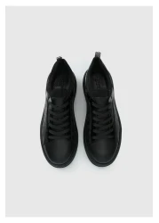 Provoq Black Leather Men's Sneakers