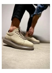 KN Fashion Mp044 Vt Lace-Up Suede Orthopedic High/Thick Sole Men's Sneaker Tan