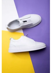 Ducavelli Ventu Men's Genuine Leather Sneaker, Zipper Sneaker, Genuine Leather Sneaker, Men's Sneaker