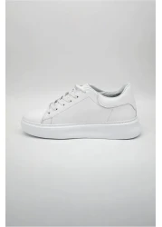 Elevold Mela Men's Genuine Leather 7 cm Height Increase White Sports Shoes