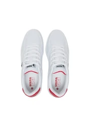 U.S. Polo Assn. Men's White and Red Low-Top Sneakers - Lightweight Lace-Up Design, Comfortable for Everyday Outfits