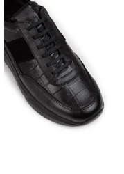 Deery Genuine Leather Men's Black Sneakers