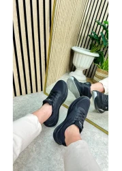 Allyup Black Silver Mesh Comfortable Walking Sneakers - Breathable, Thick Sole, Men's Lace-up 8011