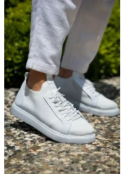 BESKAR KB 112 حذاء تريكو أبيض برباط كاجوال للرجال