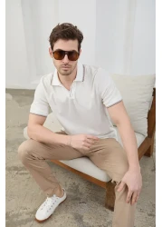 RAVANELLI Men's Non-Shrink Cotton Fabric Slim Fit Slim Fit Polo Neck T-Shirt