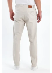 TheSeason بنطال تشينو مرن من القطن الجبردين باللون البيج للرجال