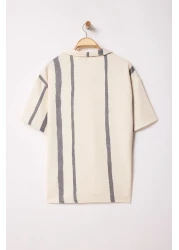  Collection Limited Edition Stone Oversize/Wide Cut Polo Neck T-Shirt Tmnss25Po00020