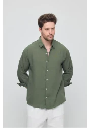 GEİO Men's Oversize Cut Linen Shirt