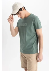 Defacto تي شيرت نحيف برقبة دائرية مطبوع 100% قطن