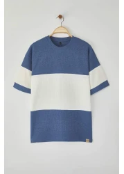  Collection تي شيرت Indigo مقاس كبير مع كتل ملونة Doe Kusma TMNSS25TS00065