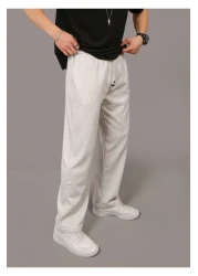 INFLUYENTE بنطال رياضي رجالي من Karmelange فضفاض من قماش بيكيه بخصر مطاطي وتفاصيل جيب