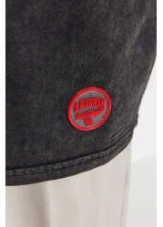  Collection Anthracite Faded Effect Oversize Cotton T-Shirt - Tmnss23Ts00153