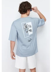  Collection Gray Floral PrinTed Wide CuT CoTTon T-Shirt - TMNSS21TS1223