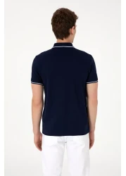U.S. Polo Assn. تي شيرت رجالي بقصة ضيقة وياقة بولو باللون الأزرق الداكن 50305980-vr033